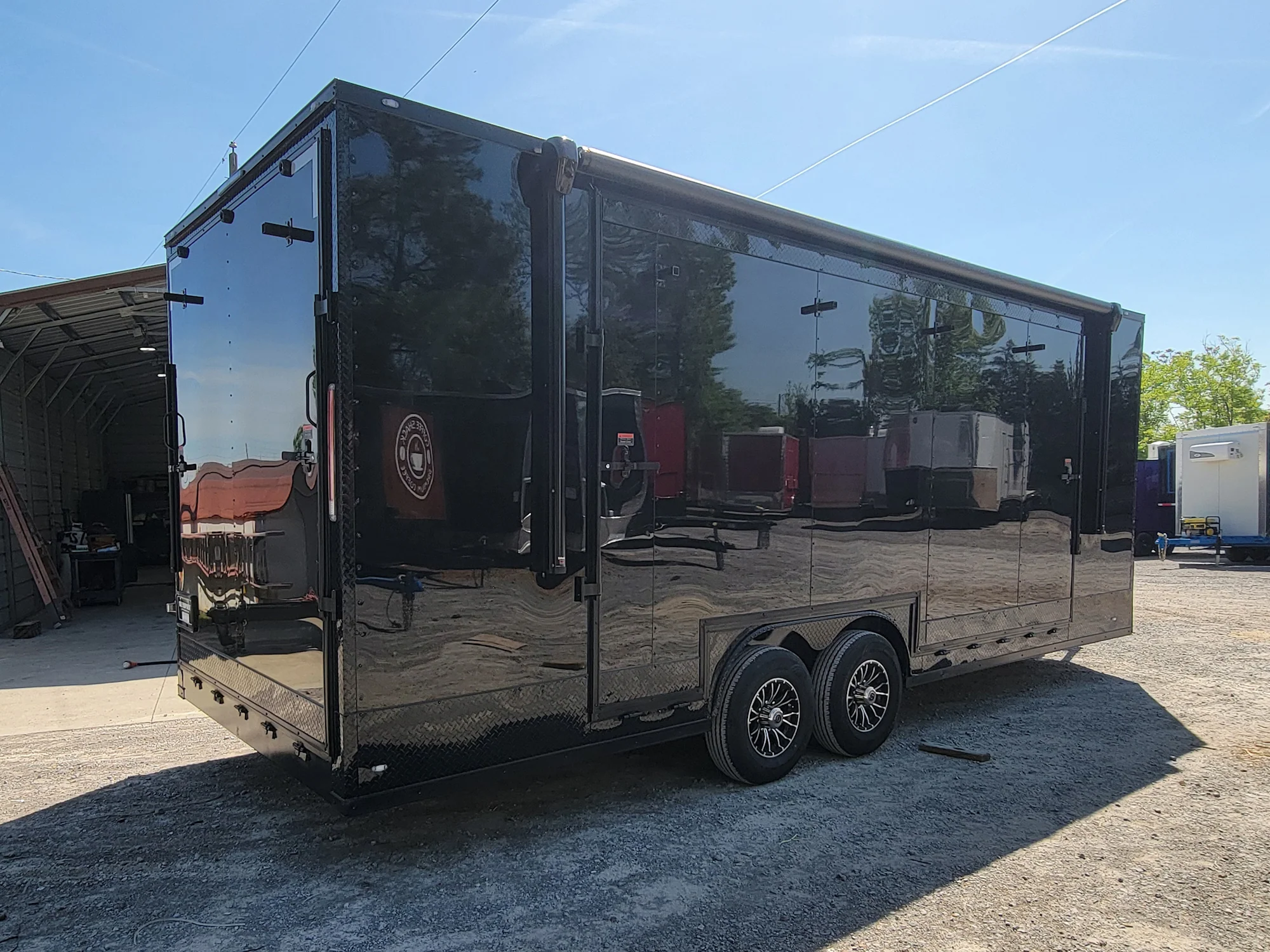 718-8.5-x-24-custom-enclosed-stage-trailer-black-with-black-out-trim-and-awning-5.webp 8.5' X 24' Custom Enclosed Stage Trailer Black With Black Out Trim and Awning