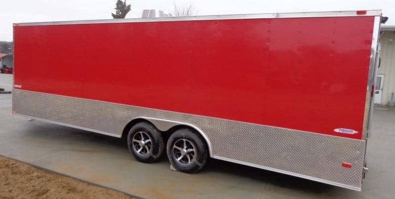 720-8.5-x-24-enclosed-red-food-trailer-car-hauler-catering-event-24.jpg 8.5' x 24' Enclosed Red Food Trailer Car Hauler Catering Event
