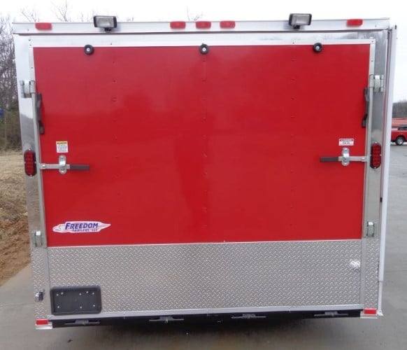 720-8.5-x-24-enclosed-red-food-trailer-car-hauler-catering-event-25.jpg 8.5' x 24' Enclosed Red Food Trailer Car Hauler Catering Event