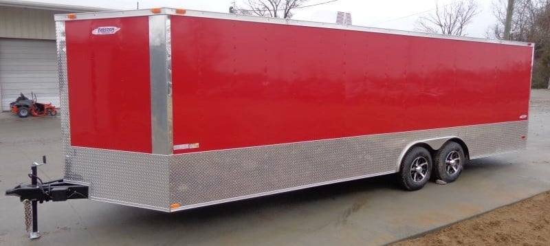 720-8.5-x-24-enclosed-red-food-trailer-car-hauler-catering-event-6.jpg 8.5' x 24' Enclosed Red Food Trailer Car Hauler Catering Event