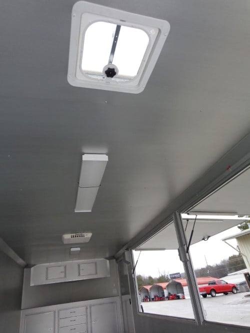 720-8.5-x-24-enclosed-red-food-trailer-car-hauler-catering-event-7.jpg 8.5' x 24' Enclosed Red Food Trailer Car Hauler Catering Event