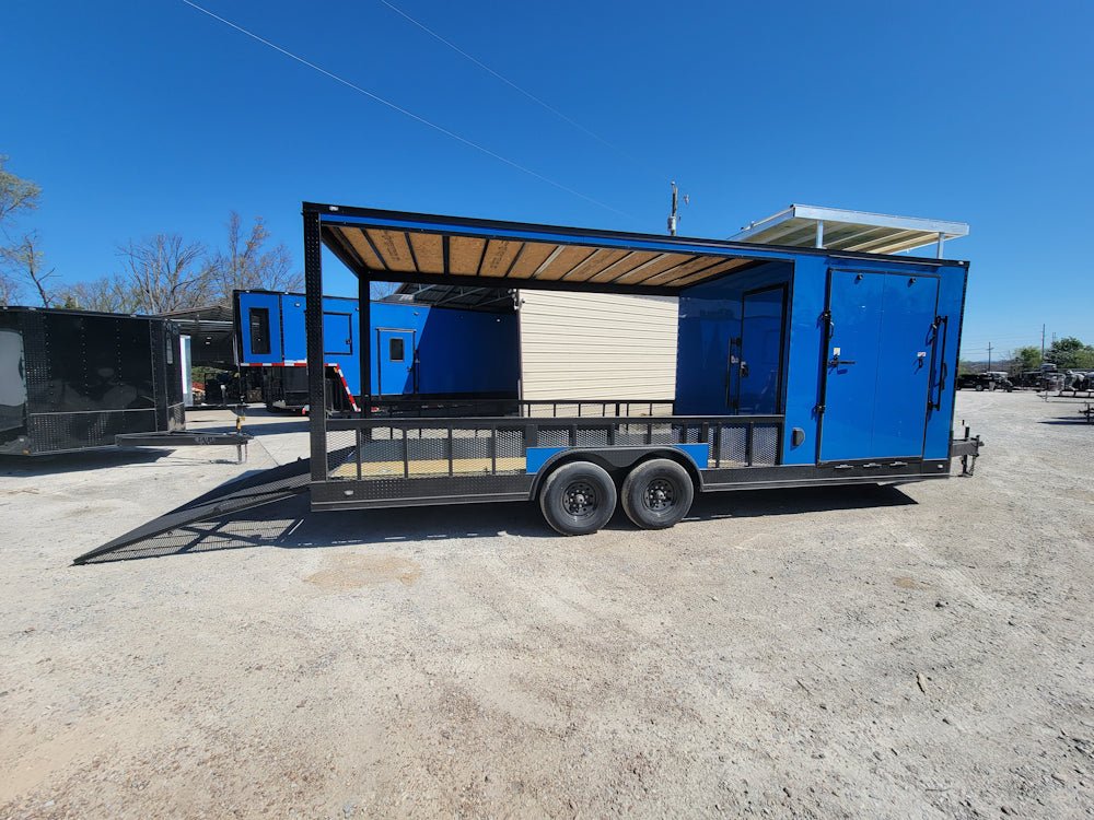 723-8.5-x-24-hybrid-cobalt-blue-with-blackout-trim-and-16-covered-porch-16.jpg 8.5' X 24' Hybrid Cobalt Blue With Blackout Trim and 16' Covered Porch