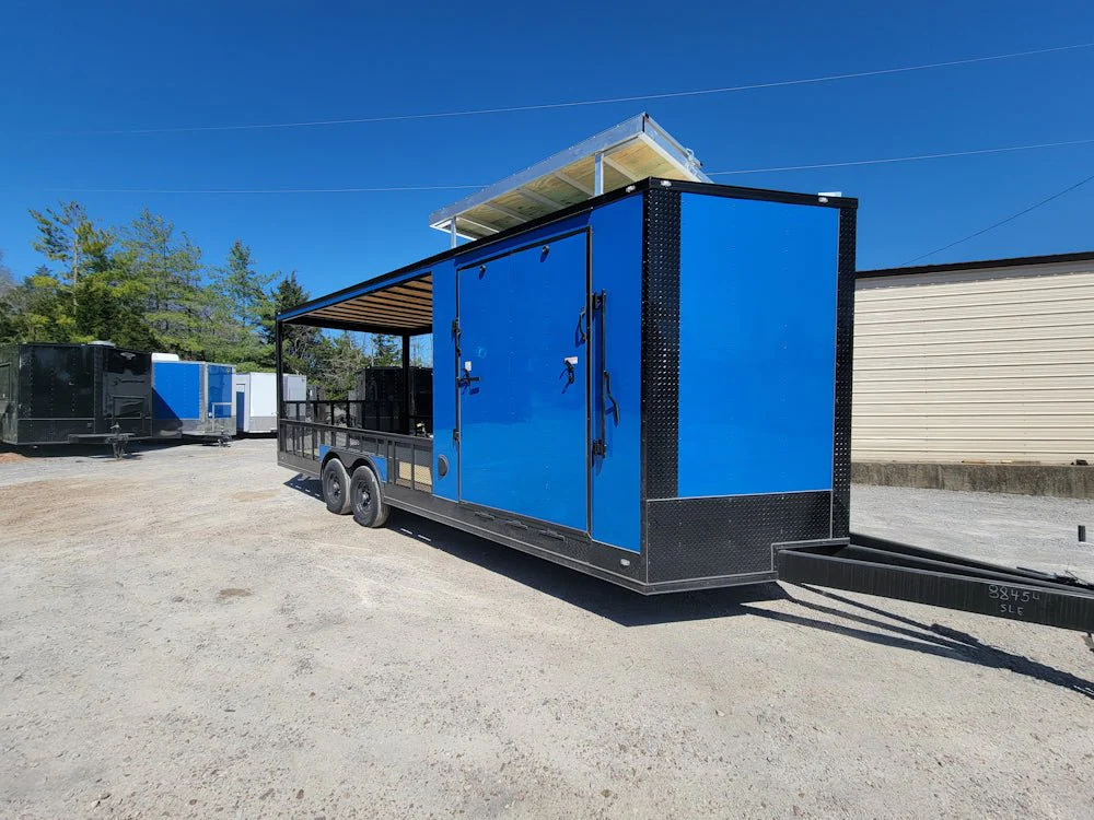 723-8.5-x-24-hybrid-cobalt-blue-with-blackout-trim-and-16-covered-porch-3.webp 8.5' X 24' Hybrid Cobalt Blue With Blackout Trim and 16' Covered Porch