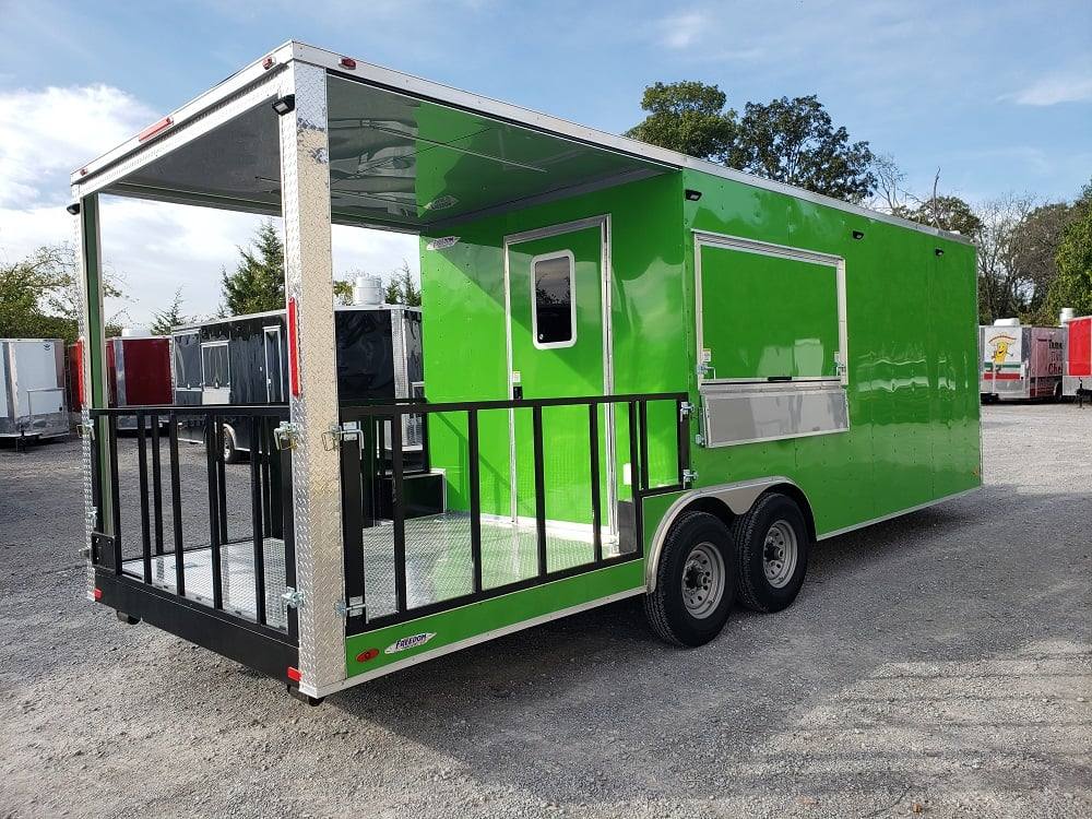 725-8.5-x-24-lime-green-bbq-porch-concession-trailer-with-restroom-12.jpg 8.5' x 24' Lime Green BBQ Porch Concession Trailer with Restroom