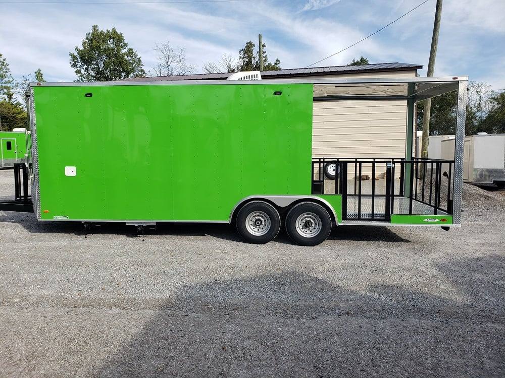 725-8.5-x-24-lime-green-bbq-porch-concession-trailer-with-restroom-15.jpg 8.5' x 24' Lime Green BBQ Porch Concession Trailer with Restroom