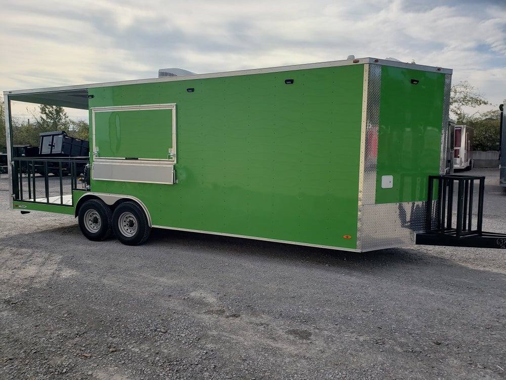725-8.5-x-24-lime-green-bbq-porch-concession-trailer-with-restroom-16.jpg 8.5' x 24' Lime Green BBQ Porch Concession Trailer with Restroom