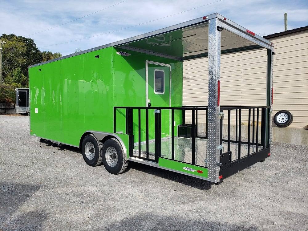 725-8.5-x-24-lime-green-bbq-porch-concession-trailer-with-restroom-18.jpg 8.5' x 24' Lime Green BBQ Porch Concession Trailer with Restroom