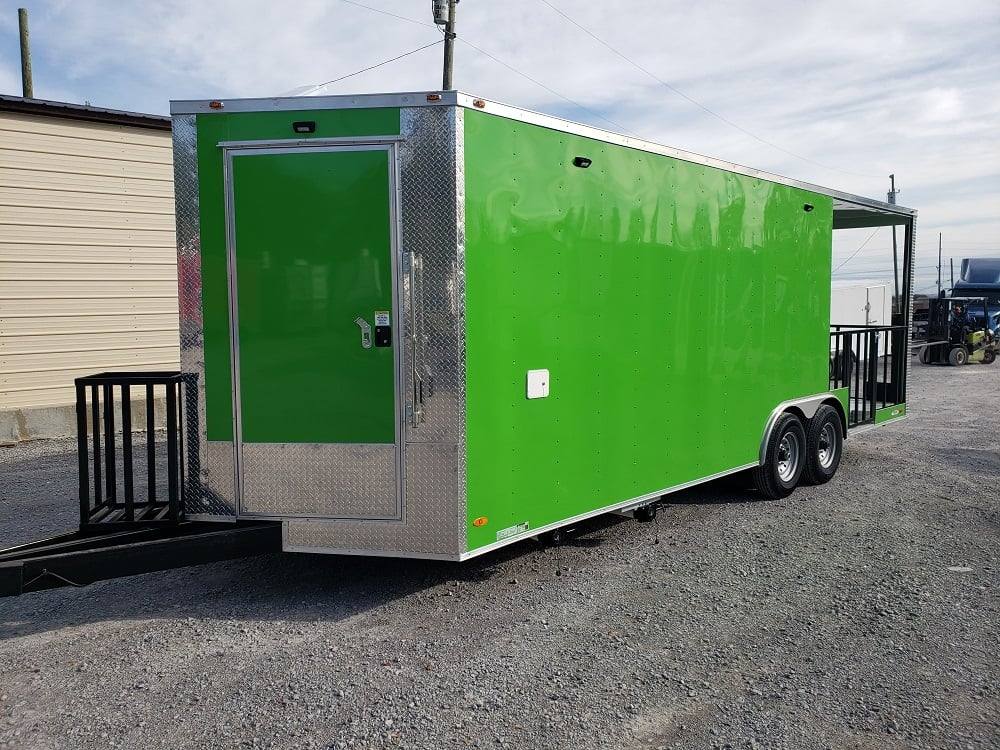 725-8.5-x-24-lime-green-bbq-porch-concession-trailer-with-restroom-29.jpg 8.5' x 24' Lime Green BBQ Porch Concession Trailer with Restroom