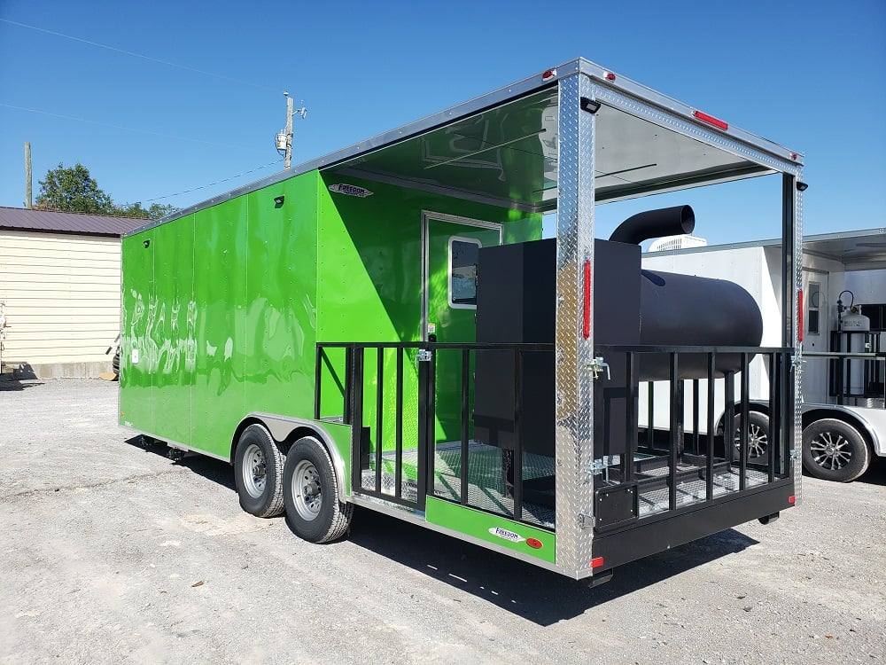 8.5' x 24' Lime Green BBQ Porch Concession Trailer with Restroom and Appliances