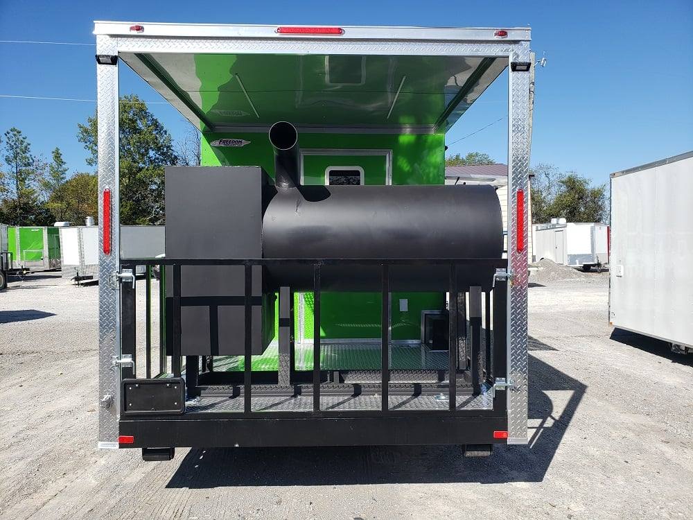 8.5' x 24' Lime Green BBQ Porch Concession Trailer with Restroom and Appliances
