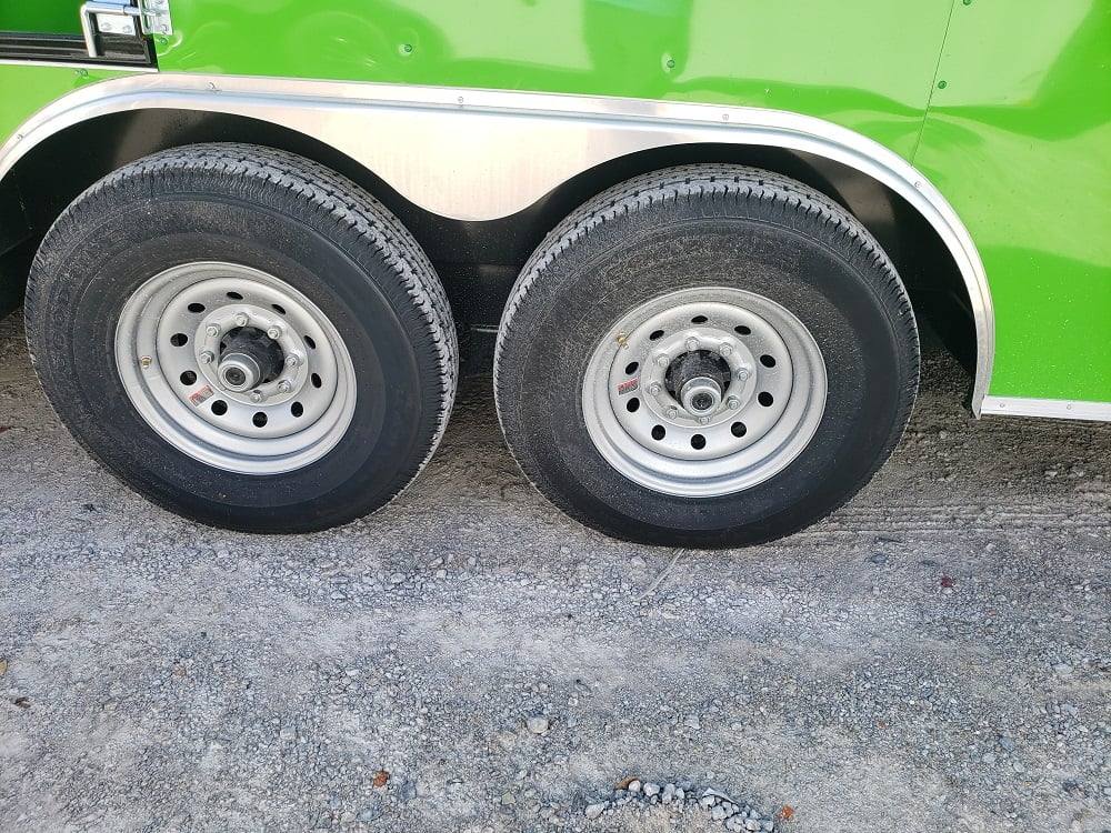 8.5' x 24' Lime Green BBQ Porch Concession Trailer with Restroom and Appliances