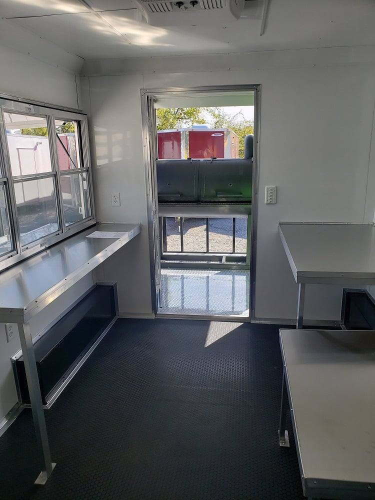 8.5' x 24' Lime Green BBQ Porch Concession Trailer with Restroom and Appliances