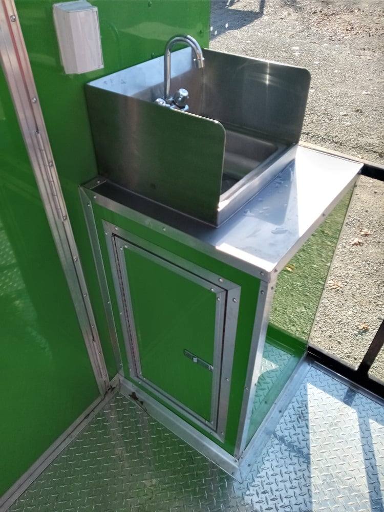 727-8.5-x-24-lime-green-bbq-porch-style-concession-trailer-with-restroom-and-appliances-14.jpg 8.5' x 24' Lime Green BBQ Porch Style Concession Trailer with Restroom and Appliances