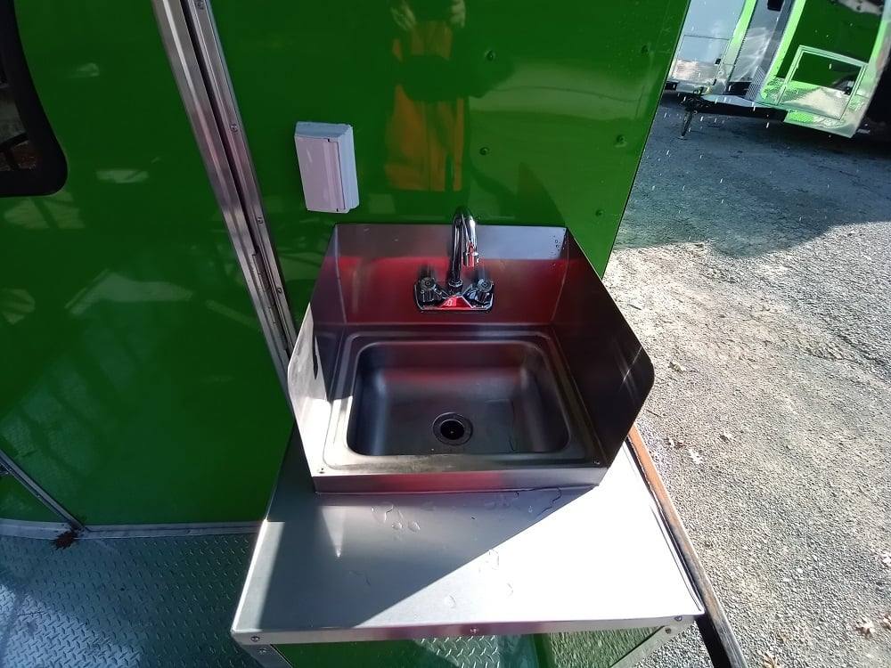 727-8.5-x-24-lime-green-bbq-porch-style-concession-trailer-with-restroom-and-appliances-19.jpg 8.5' x 24' Lime Green BBQ Porch Style Concession Trailer with Restroom and Appliances
