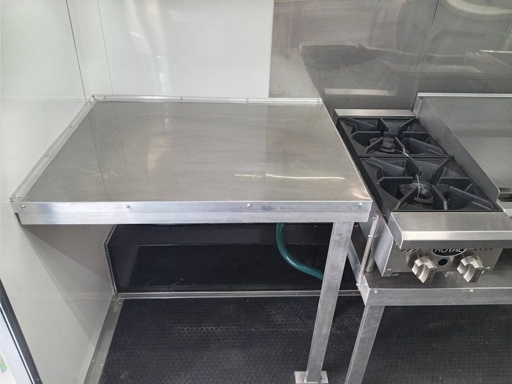 727-8.5-x-24-lime-green-bbq-porch-style-concession-trailer-with-restroom-and-appliances-23.jpg 8.5' x 24' Lime Green BBQ Porch Style Concession Trailer with Restroom and Appliances