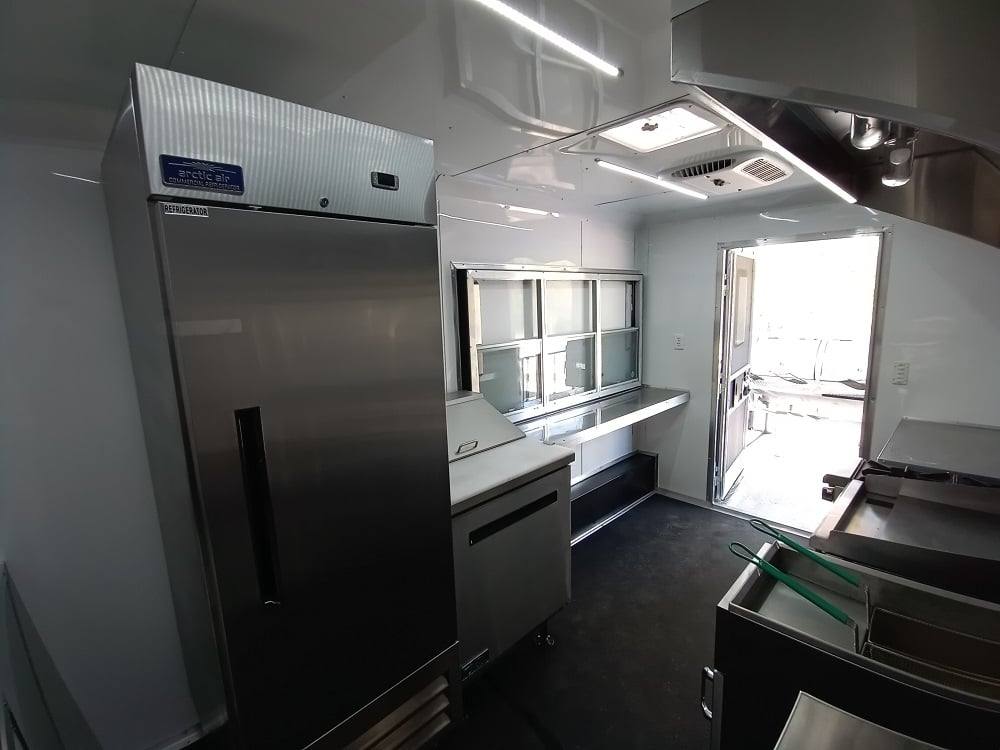 727-8.5-x-24-lime-green-bbq-porch-style-concession-trailer-with-restroom-and-appliances-38.jpg 8.5' x 24' Lime Green BBQ Porch Style Concession Trailer with Restroom and Appliances