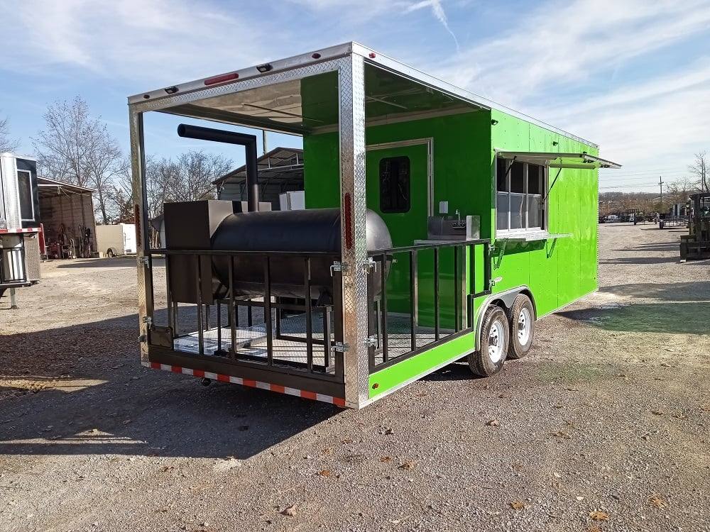 727-8.5-x-24-lime-green-bbq-porch-style-concession-trailer-with-restroom-and-appliances-41.jpg 8.5' x 24' Lime Green BBQ Porch Style Concession Trailer with Restroom and Appliances