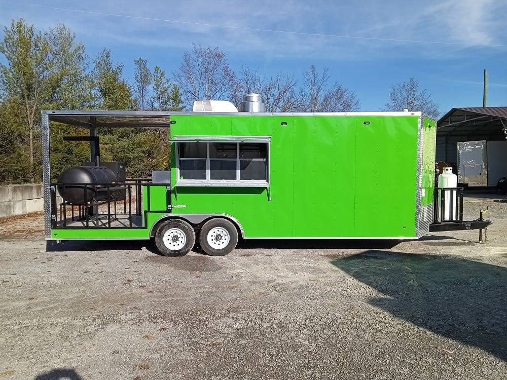 727-8.5-x-24-lime-green-bbq-porch-style-concession-trailer-with-restroom-and-appliances-42.jpg 8.5' x 24' Lime Green BBQ Porch Style Concession Trailer with Restroom and Appliances