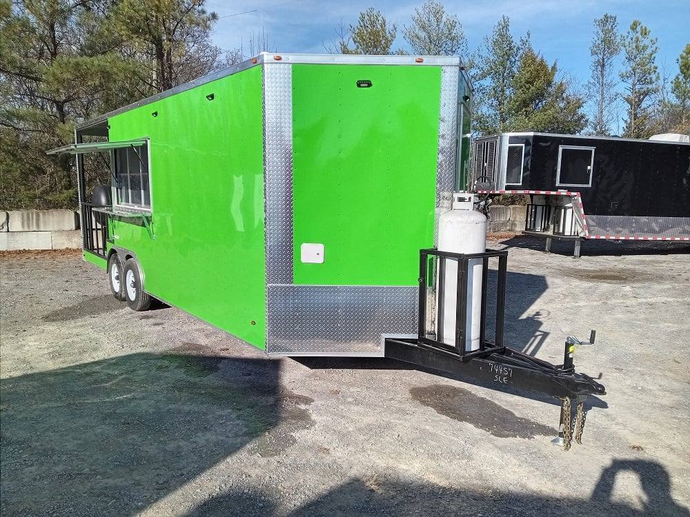 727-8.5-x-24-lime-green-bbq-porch-style-concession-trailer-with-restroom-and-appliances-43.jpg 8.5' x 24' Lime Green BBQ Porch Style Concession Trailer with Restroom and Appliances