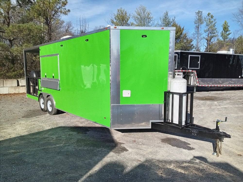 727-8.5-x-24-lime-green-bbq-porch-style-concession-trailer-with-restroom-and-appliances-9.jpg 8.5' x 24' Lime Green BBQ Porch Style Concession Trailer with Restroom and Appliances