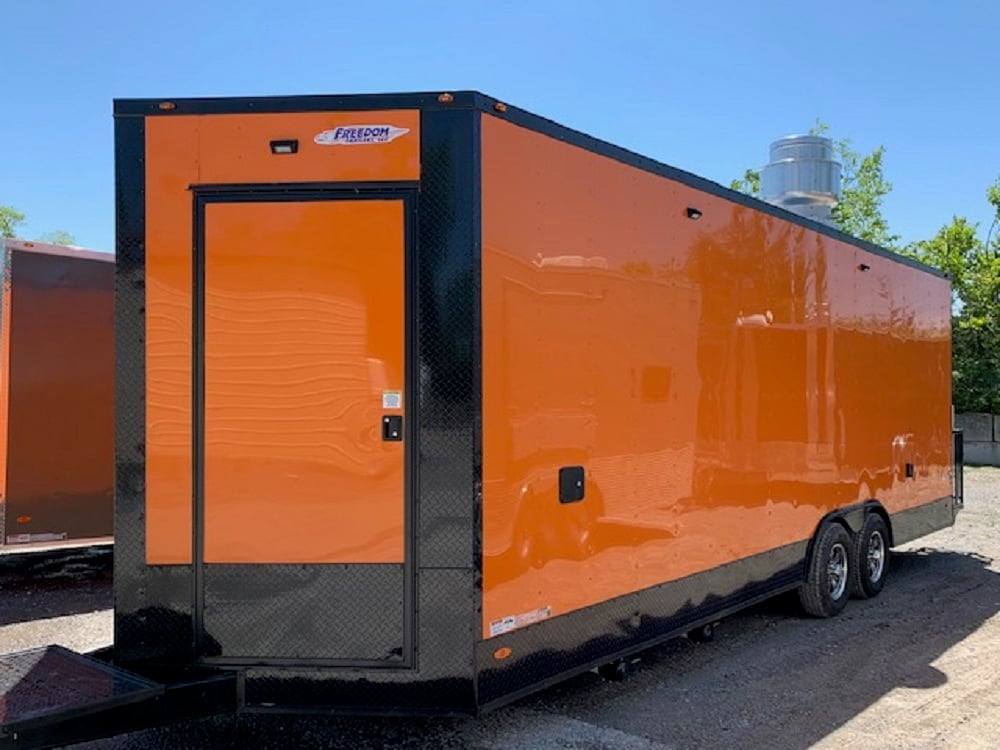 729-8.5-x-24-orange-concession-food-trailer-with-restroom-1.jpg 8.5' x 24' Orange Concession Food Trailer with Restroom