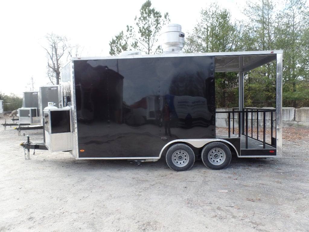73-8.5-x-16-black-bbq-porch-concession-food-trailer-with-appliances-10.jpg 8.5' x 16' Black BBQ Porch Concession Food Trailer With Appliances