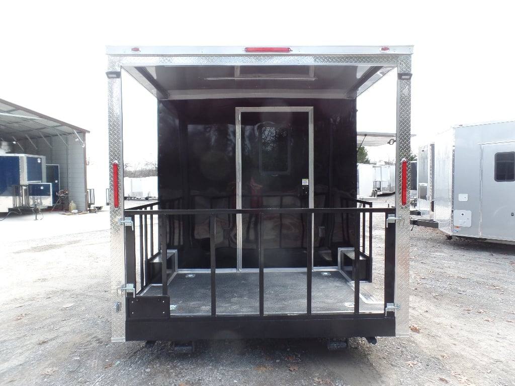 73-8.5-x-16-black-bbq-porch-concession-food-trailer-with-appliances-5.jpg 8.5' x 16' Black BBQ Porch Concession Food Trailer With Appliances