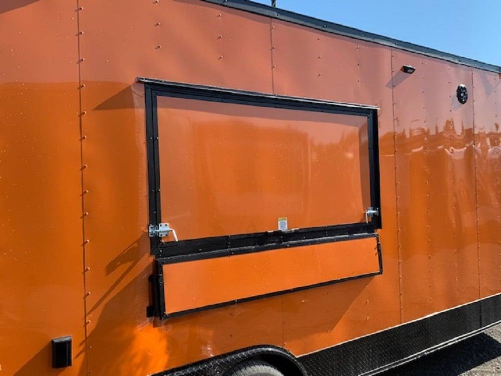 8.5' x 24' Orange Concession Food Trailer with Restroom and Appliances