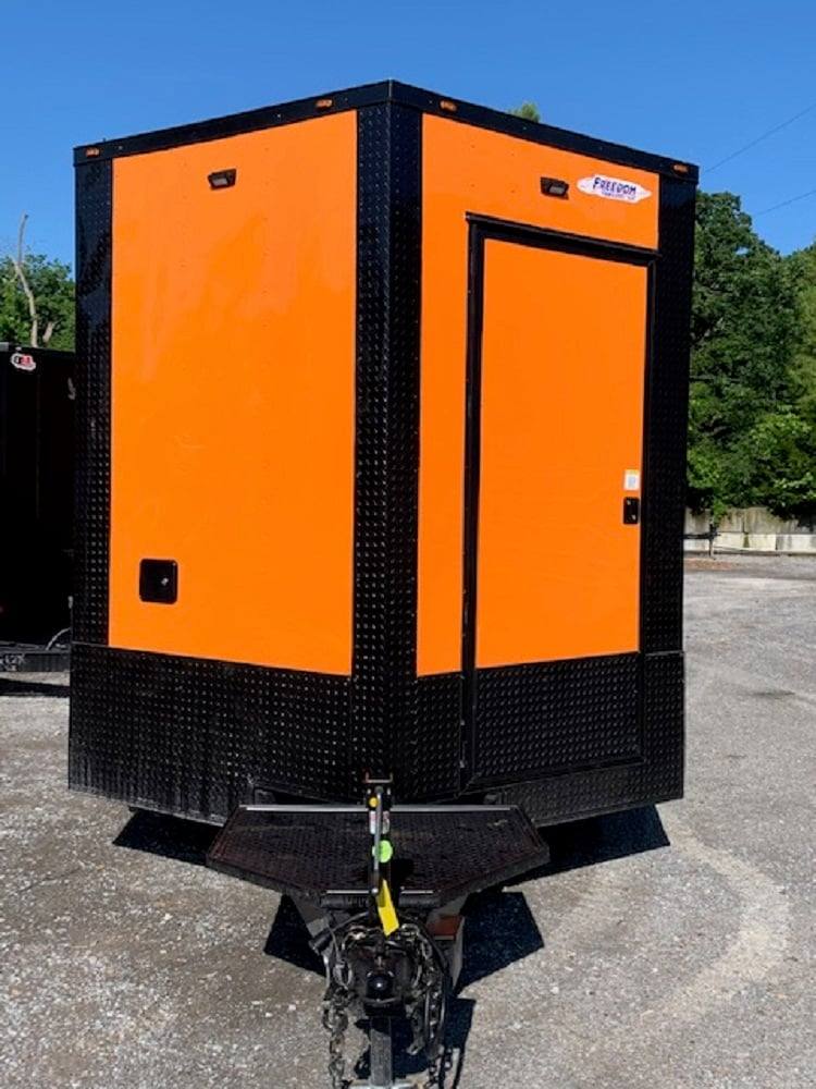 8.5' x 24' Orange Concession Food Trailer with Restroom and Appliances
