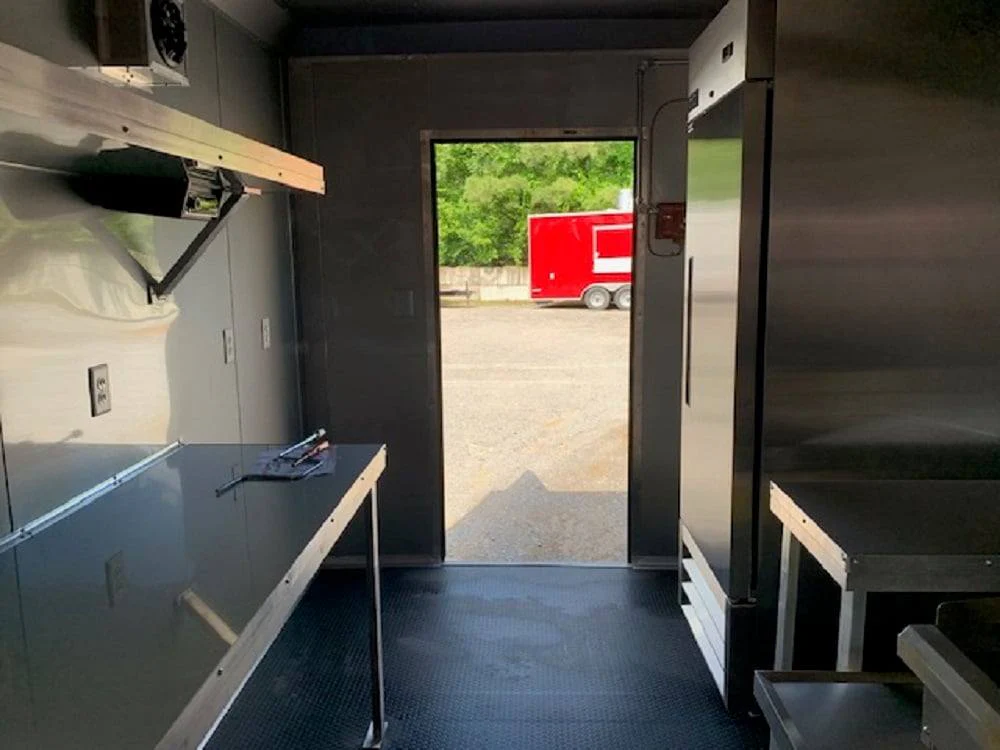 8.5' x 24' Orange Concession Food Trailer with Restroom and Appliances