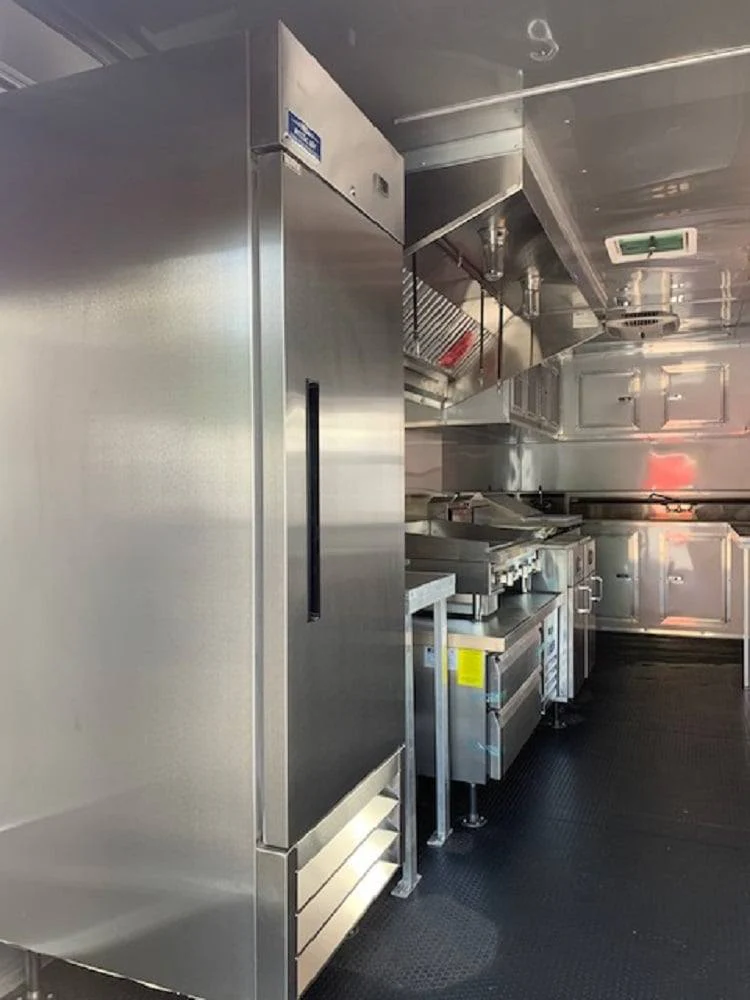 8.5' x 24' Orange Concession Food Trailer with Restroom and Appliances