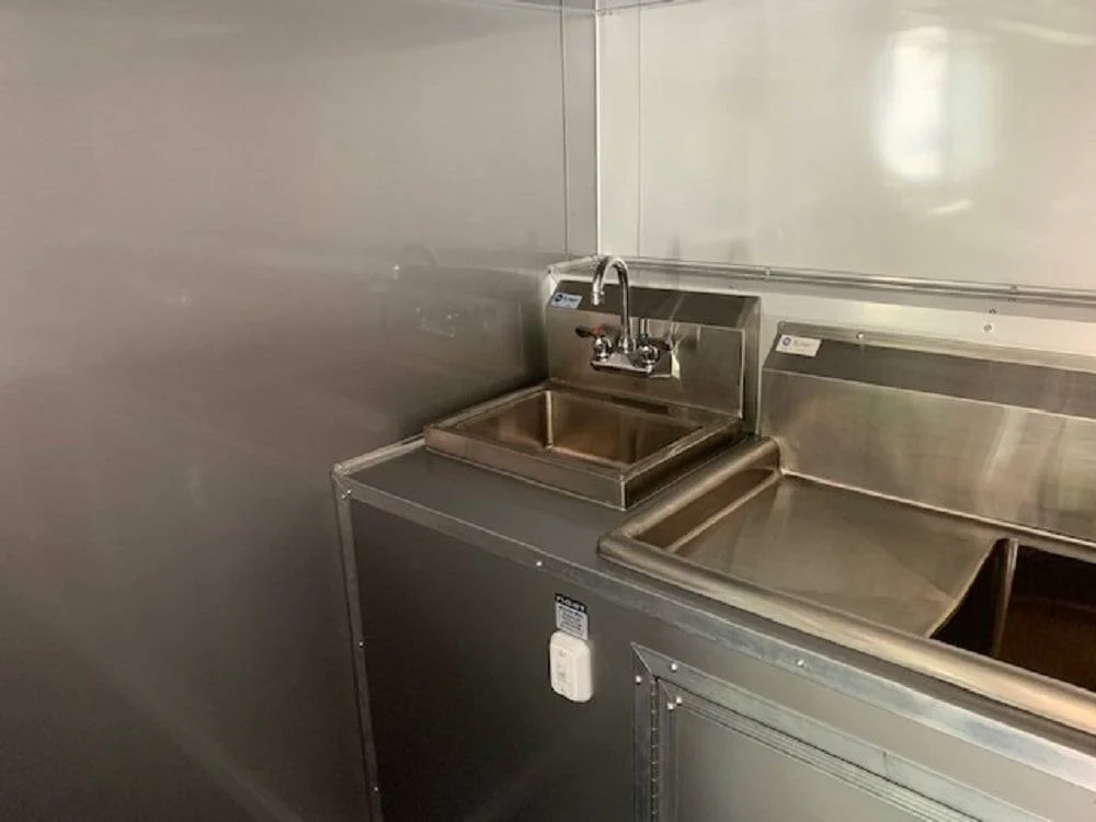8.5' x 24' Orange Concession Food Trailer with Restroom and Appliances