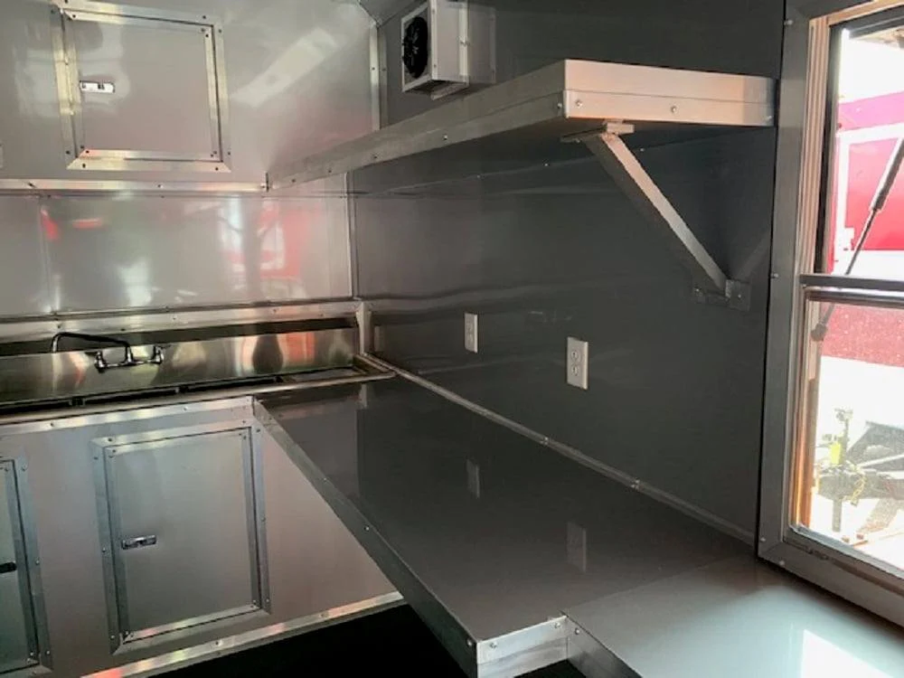 8.5' x 24' Orange Concession Food Trailer with Restroom and Appliances