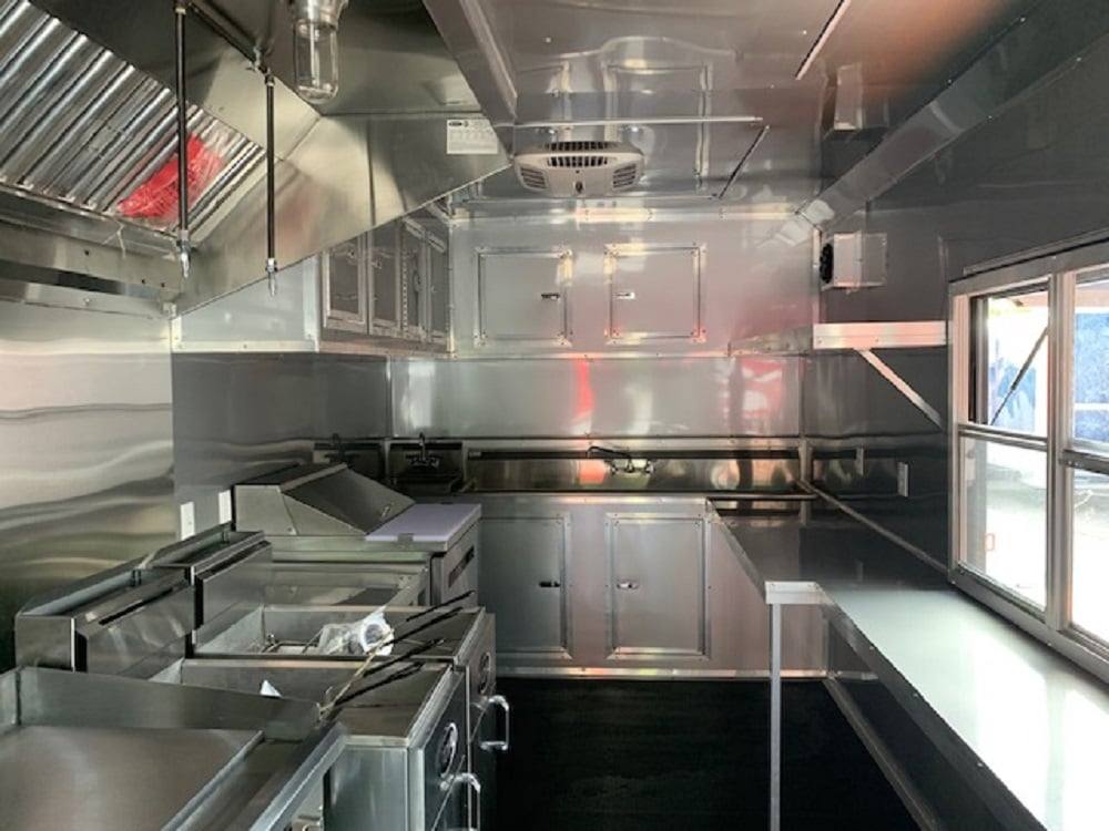 8.5' x 24' Orange Concession Food Trailer with Restroom and Appliances