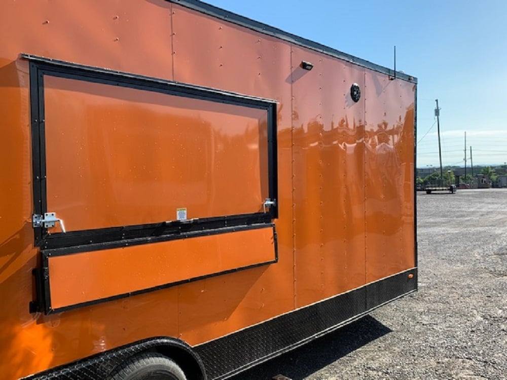8.5' x 24' Orange Concession Food Trailer with Restroom and Appliances