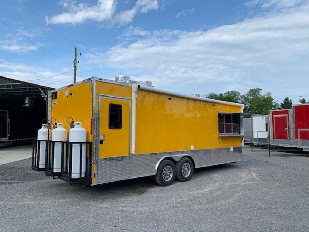 8.5' x 24' Penske Yellow Concession Food Trailer with Restroom
