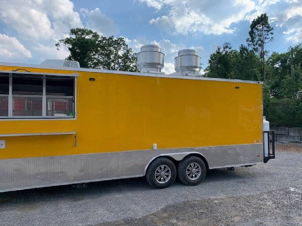 8.5' x 24' Penske Yellow Concession Food Trailer with Restroom
