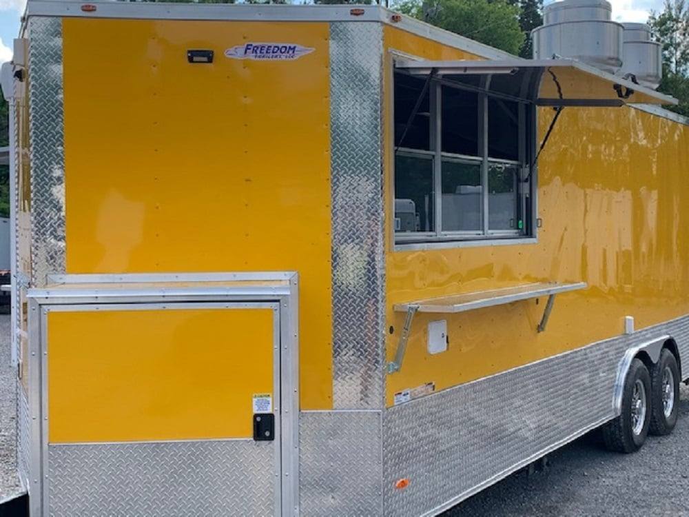 8.5' x 24' Penske Yellow Concession Food Trailer with Restroom