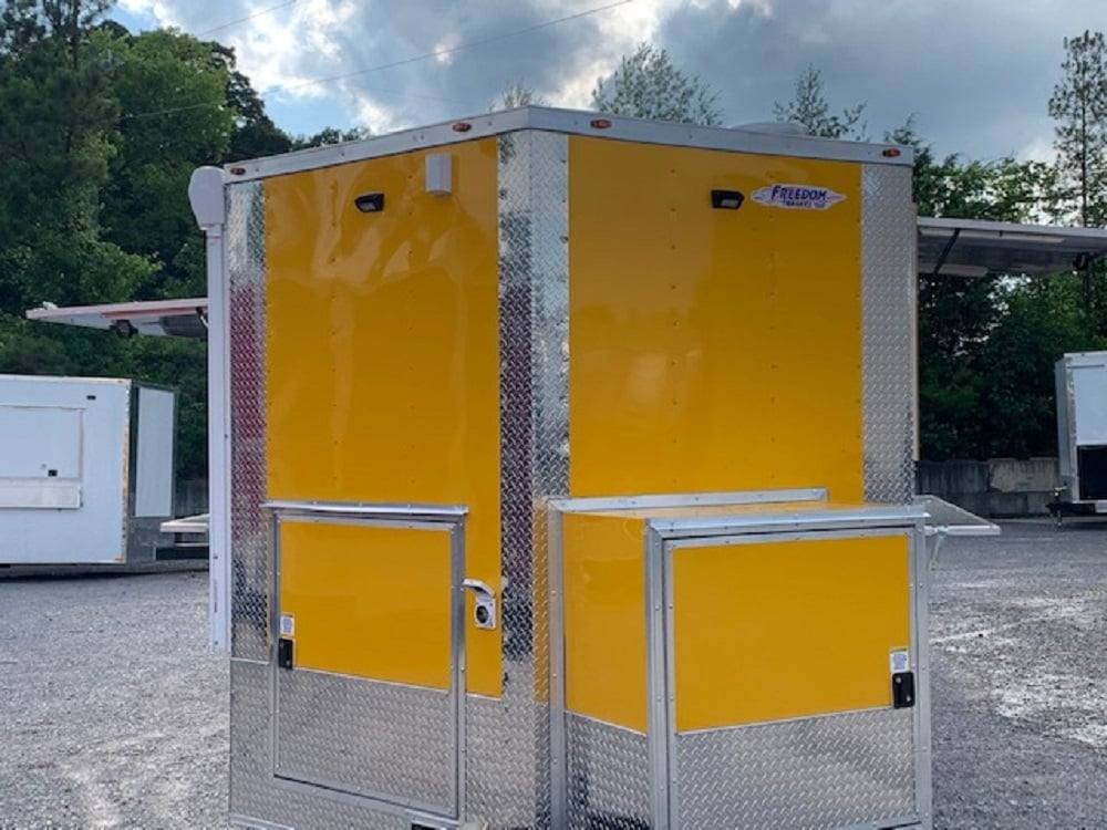 8.5' x 24' Penske Yellow Concession Food Trailer with Restroom