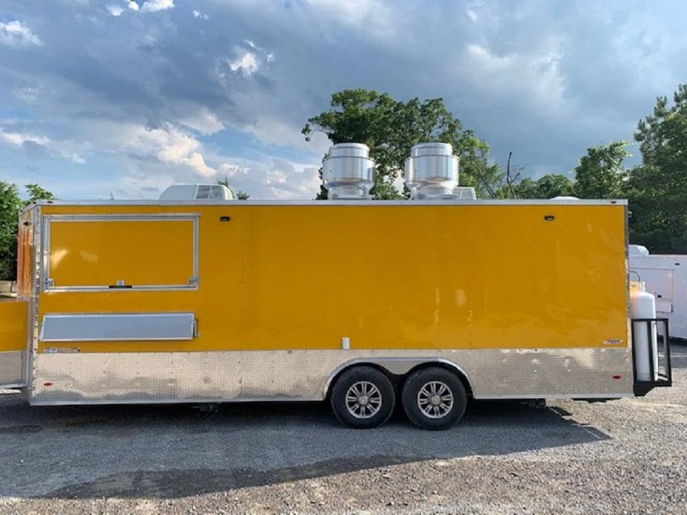 8.5' x 24' Penske Yellow Concession Food Trailer with Restroom