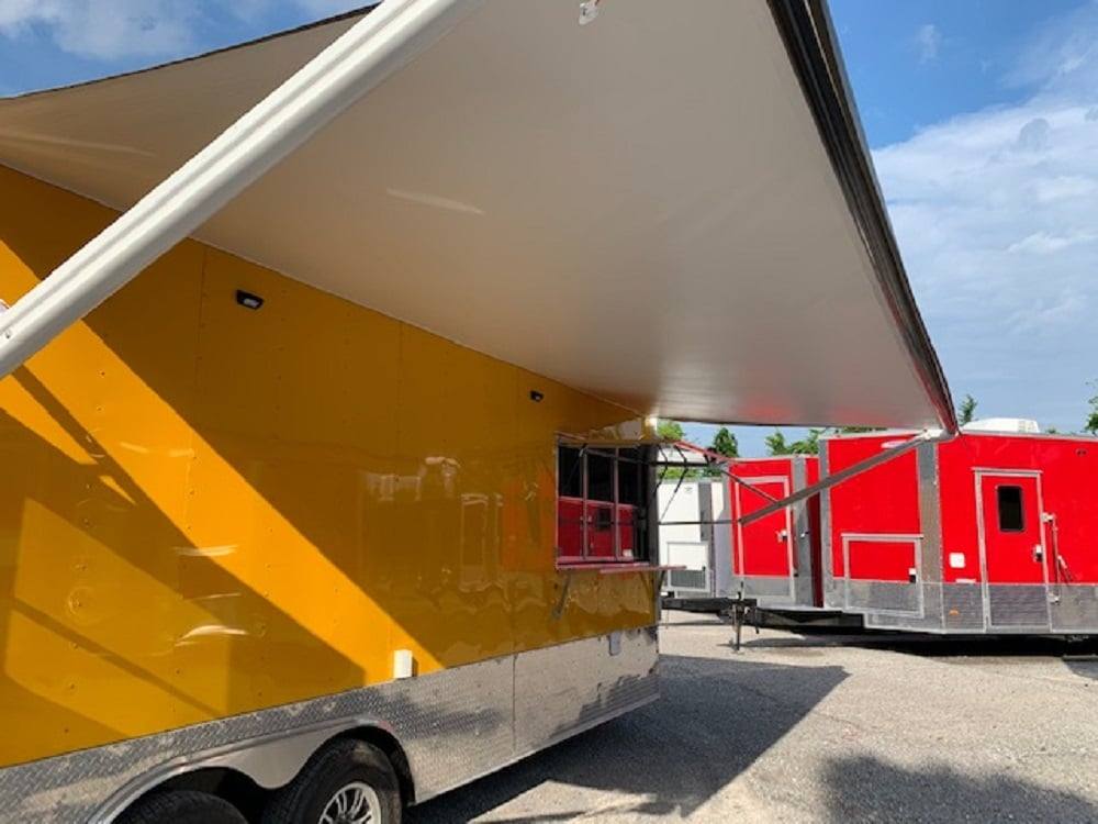 8.5' x 24' Penske Yellow Concession Food Trailer with Restroom