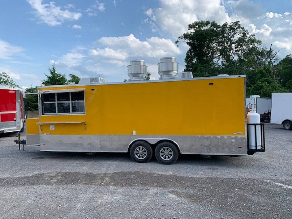 8.5' x 24' Penske Yellow Concession Food Trailer with Restroom