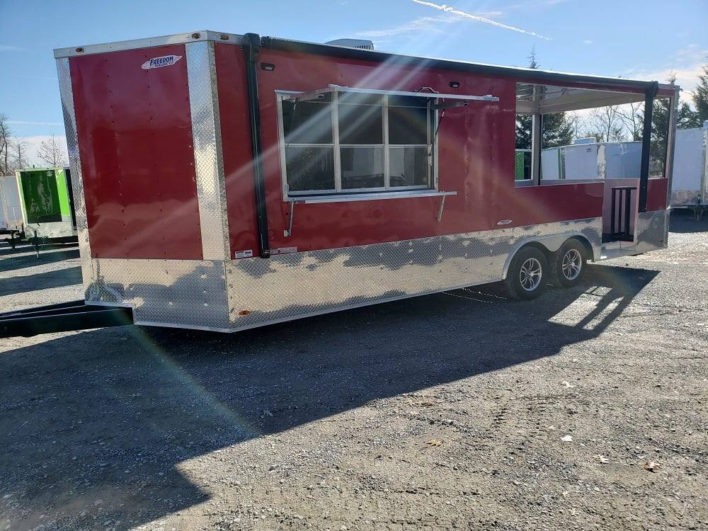 735-8.5-x-24-red-bbq-porch-food-concession-event-trailer-5.jpg 8.5' x 24' Red BBQ Porch Food Concession Event Trailer