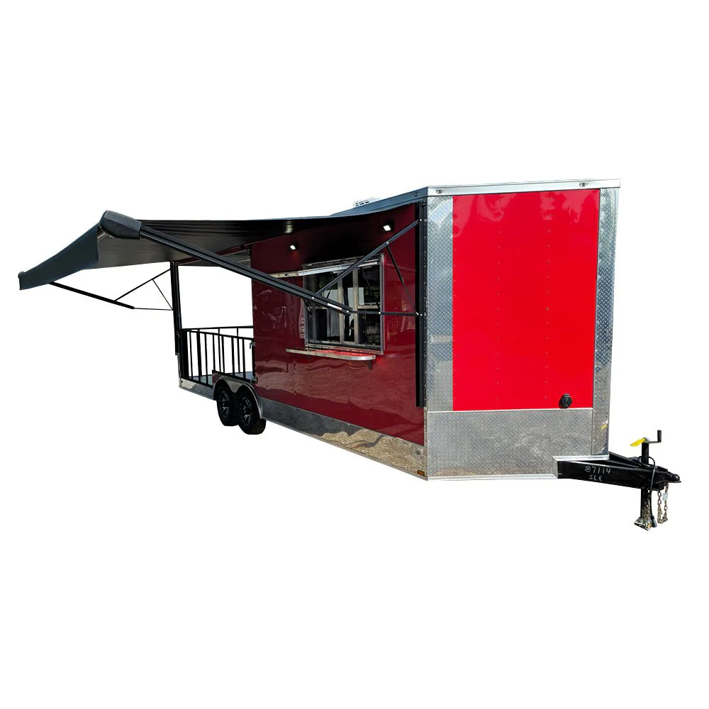 738-8.5-x-24-red-concession-trailer-with-12ft-porch-food-event-catering-1.webp 8.5' X 24' Red Concession Trailer With 12ft Porch Food Event Catering