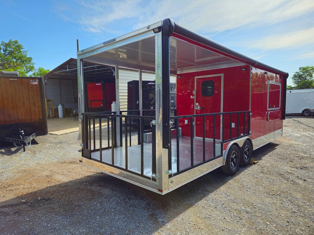 738-8.5-x-24-red-concession-trailer-with-12ft-porch-food-event-catering-10.jpg 8.5' X 24' Red Concession Trailer With 12ft Porch Food Event Catering