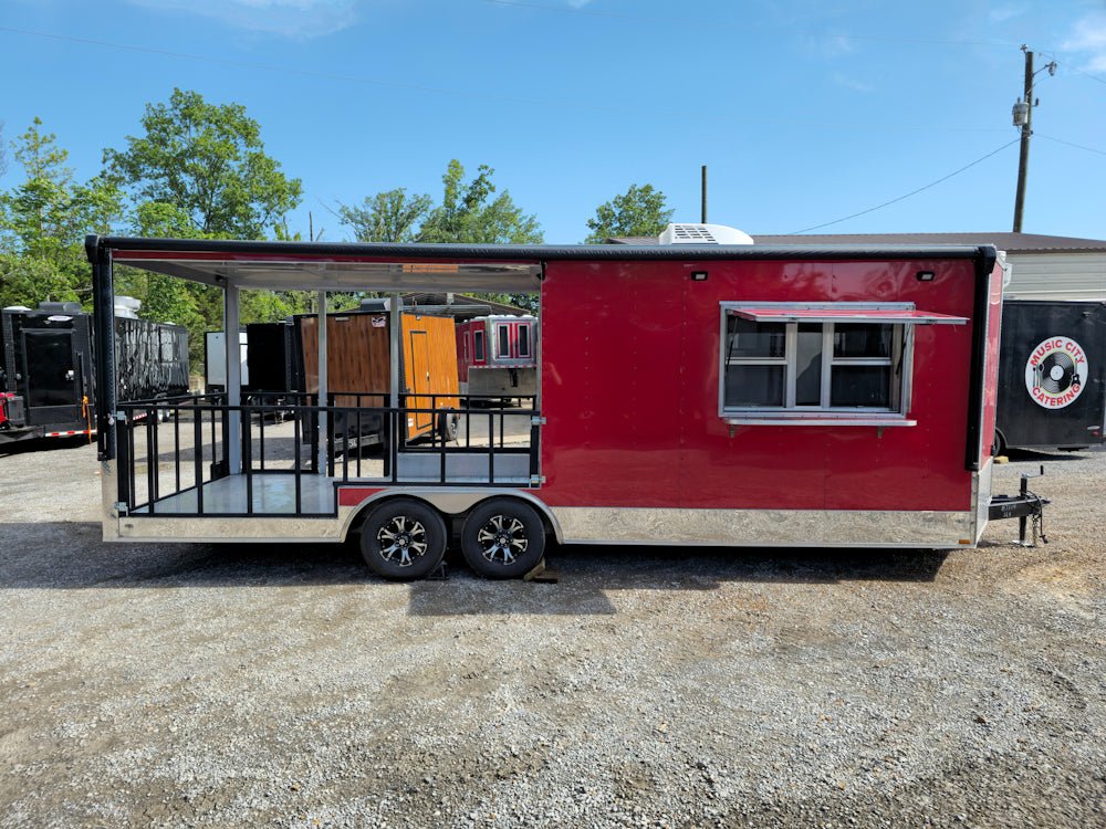 738-8.5-x-24-red-concession-trailer-with-12ft-porch-food-event-catering-12.jpg 8.5' X 24' Red Concession Trailer With 12ft Porch Food Event Catering