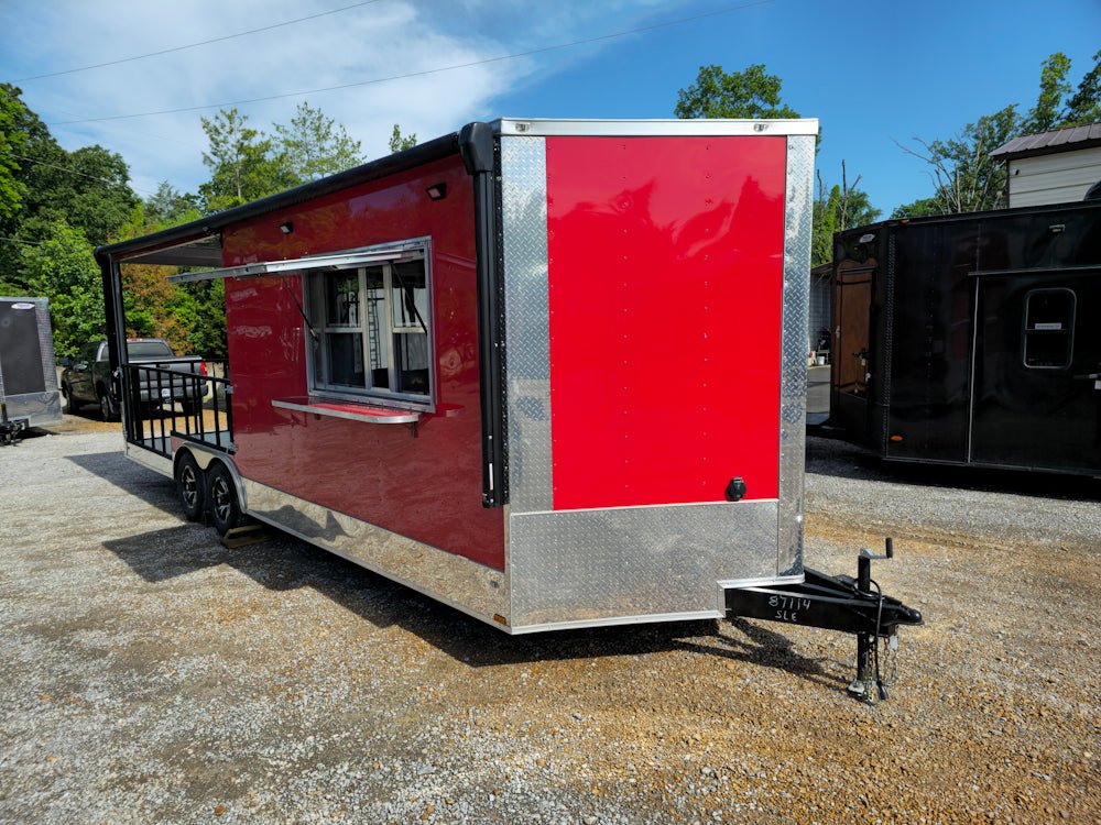 738-8.5-x-24-red-concession-trailer-with-12ft-porch-food-event-catering-23.jpg 8.5' X 24' Red Concession Trailer With 12ft Porch Food Event Catering