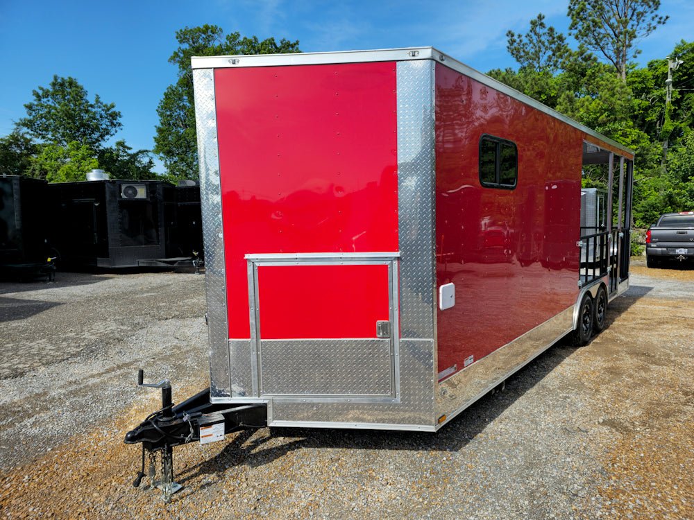 738-8.5-x-24-red-concession-trailer-with-12ft-porch-food-event-catering-3.jpg 8.5' X 24' Red Concession Trailer With 12ft Porch Food Event Catering