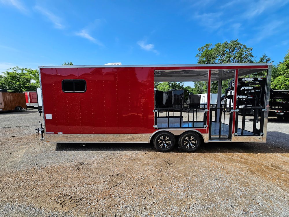 738-8.5-x-24-red-concession-trailer-with-12ft-porch-food-event-catering-6.jpg 8.5' X 24' Red Concession Trailer With 12ft Porch Food Event Catering