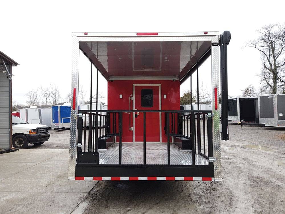 741-8.5-x-24-victory-red-bbq-porch-concession-food-trailer-13.jpg 8.5' x 24' Victory Red BBQ Porch Concession Food Trailer